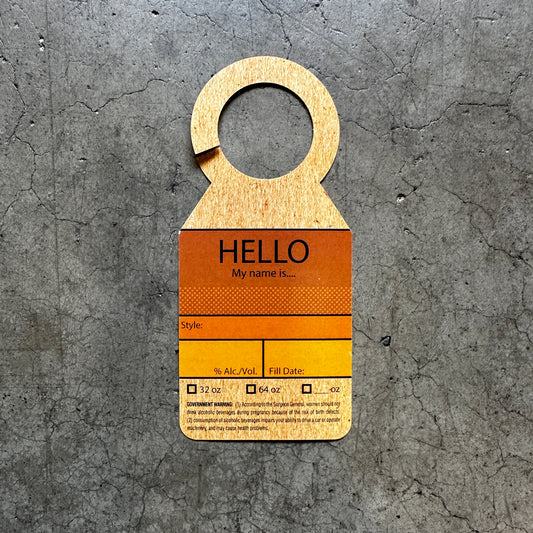 Hello with Kraft Growler Tags with Government Health Warning