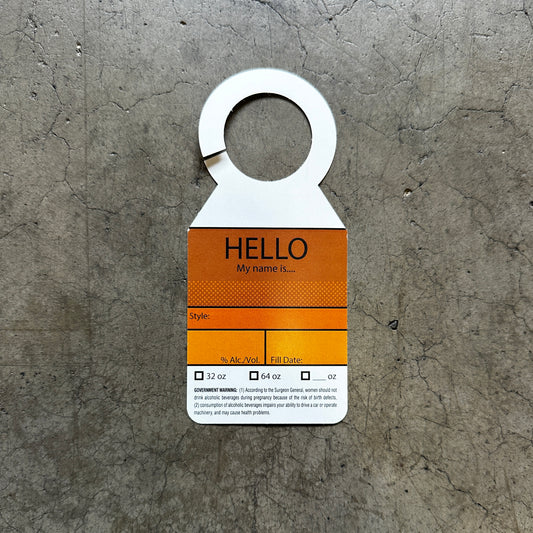 Hello Growler Tags with Government Health Warning