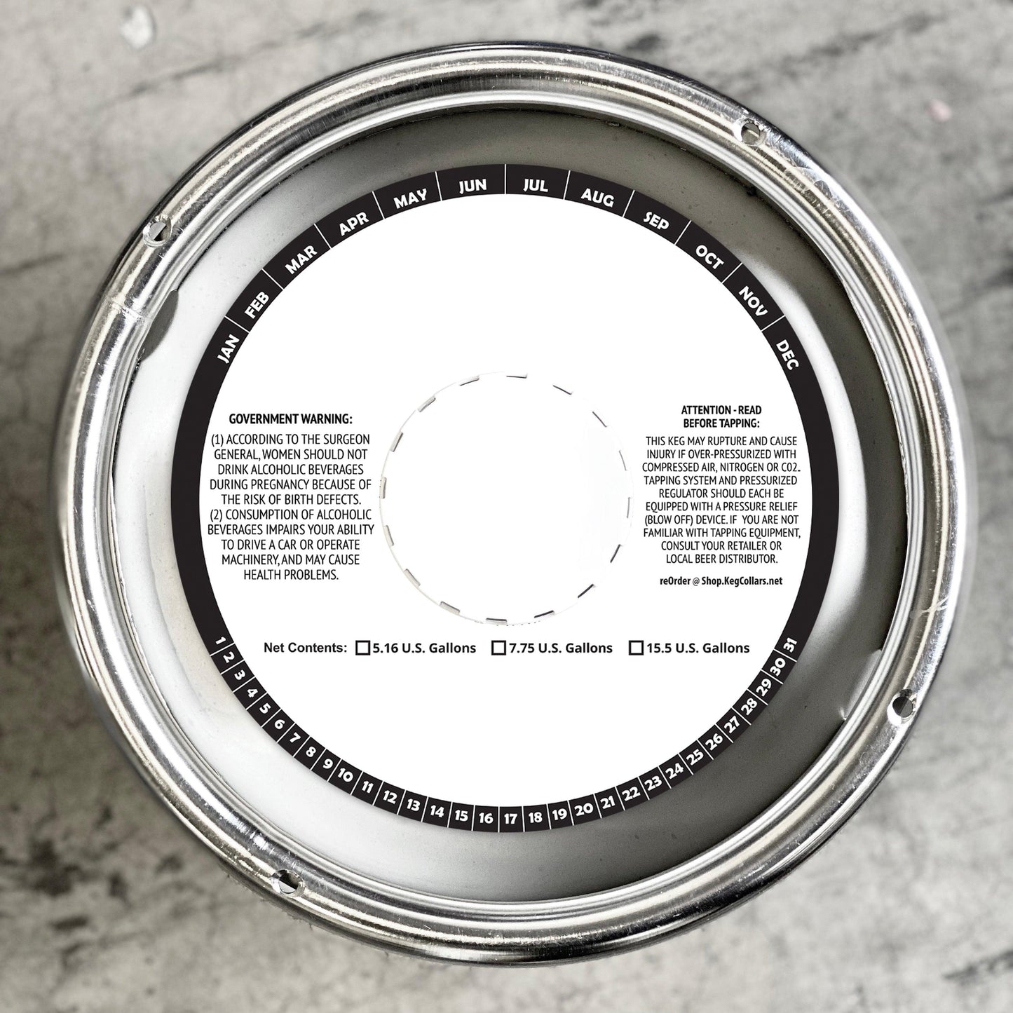 7 Inch Round Keg Collar B&W Custom Design