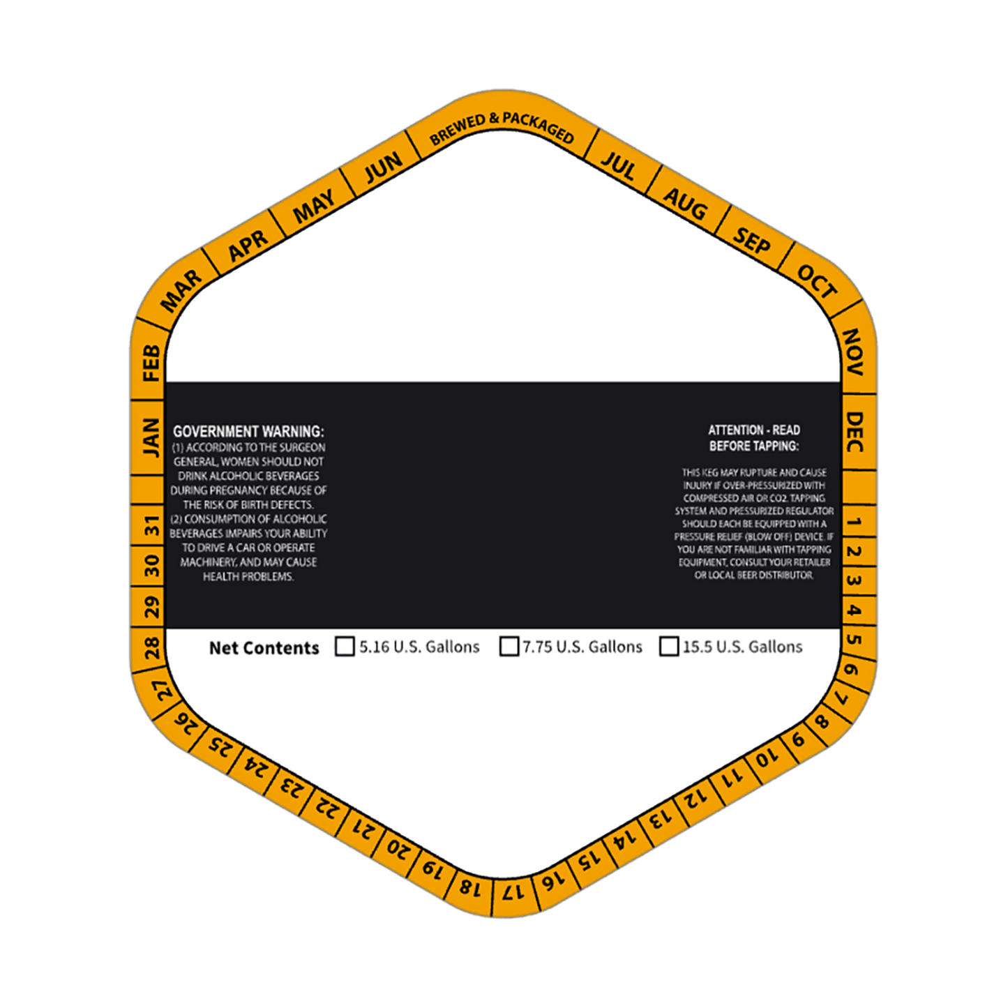 5.1432 Hexagon Keg Collar Color Striped Template: Blank