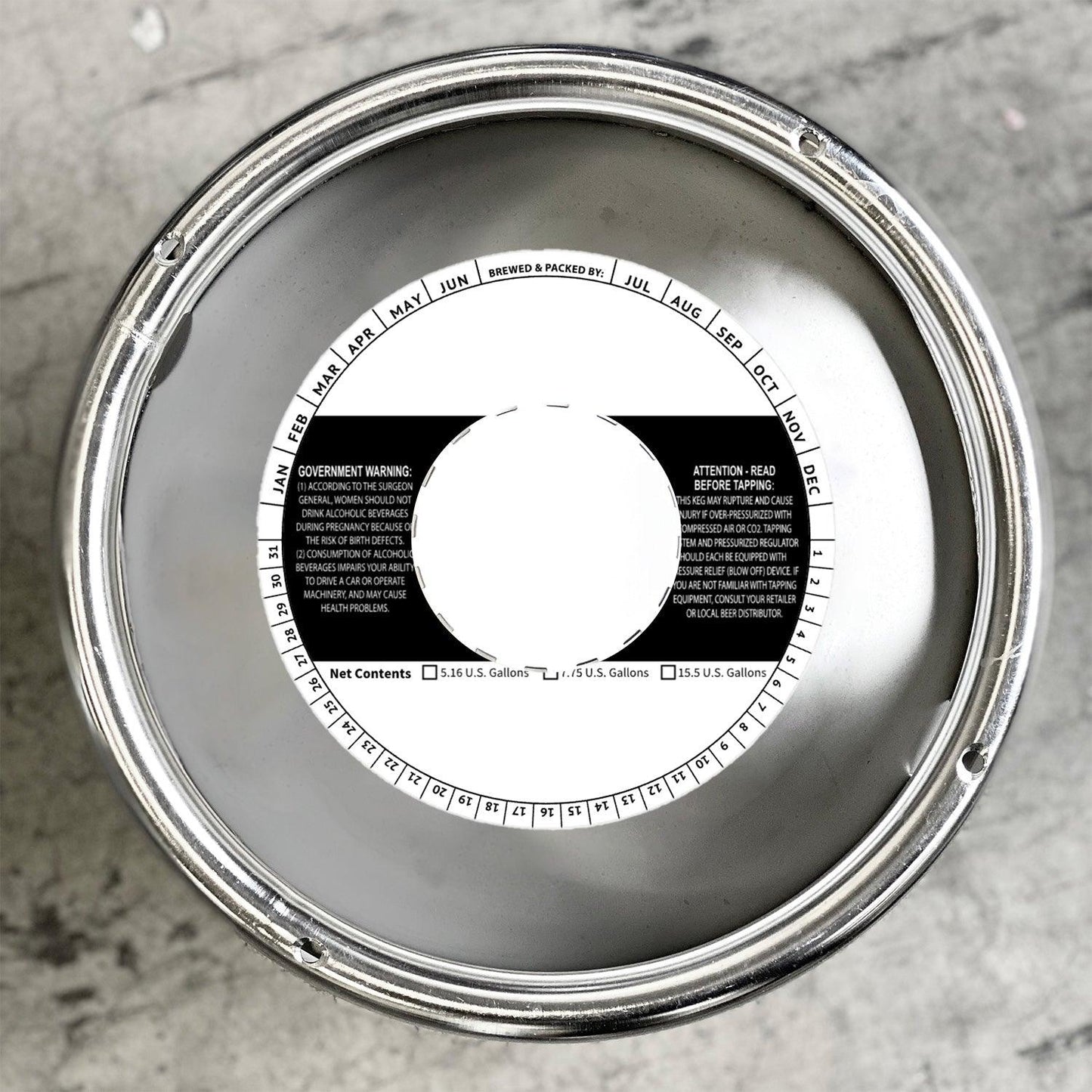 5.6875 Inch Round Keg Collar B&W Striped Template: Blank