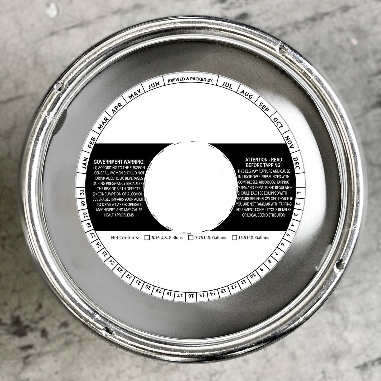 6.5 Inch Round Keg Collar B&W Striped Template: Blank