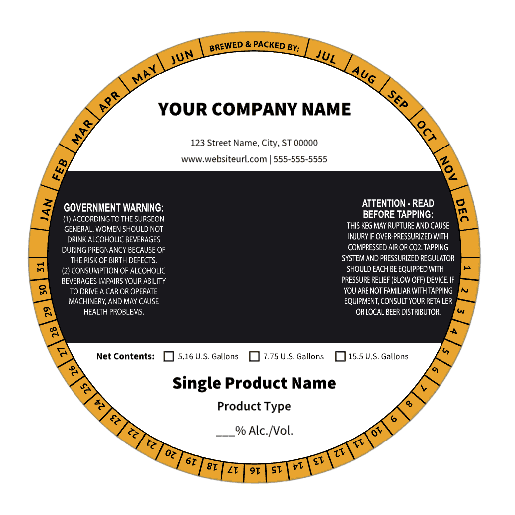 7 Inch Round Keg Collar Color Striped Template: Text with Single Product