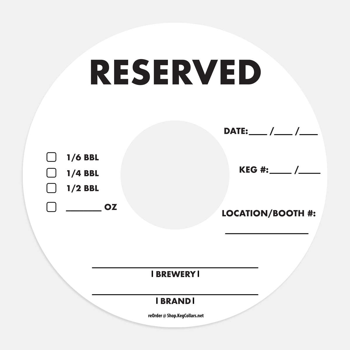 White Reserved Keg Collars