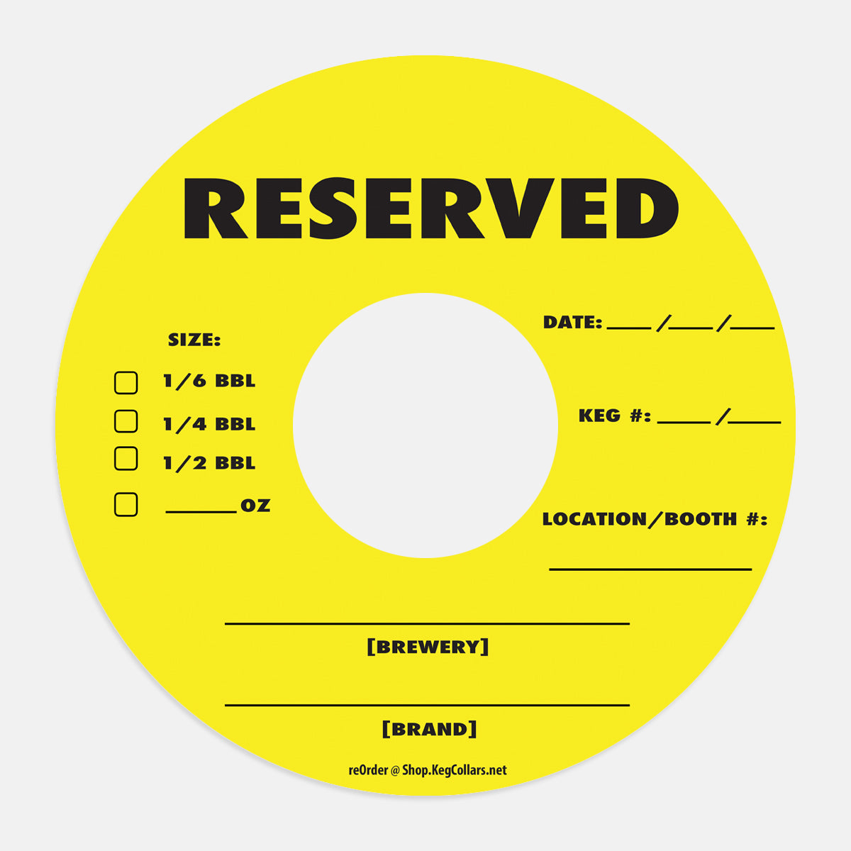 Yellow Reserved Keg Collars