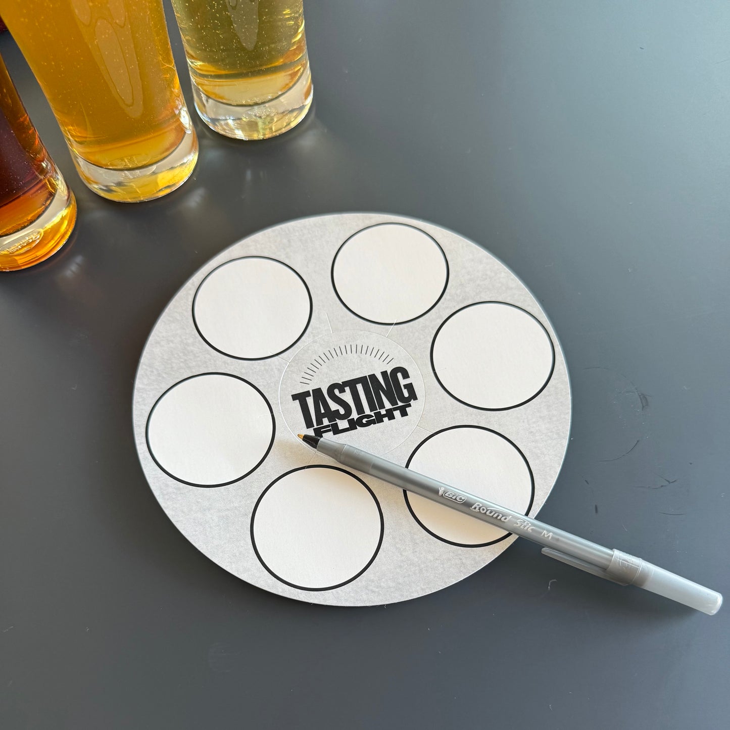 7" Round Tasting Flight Cards