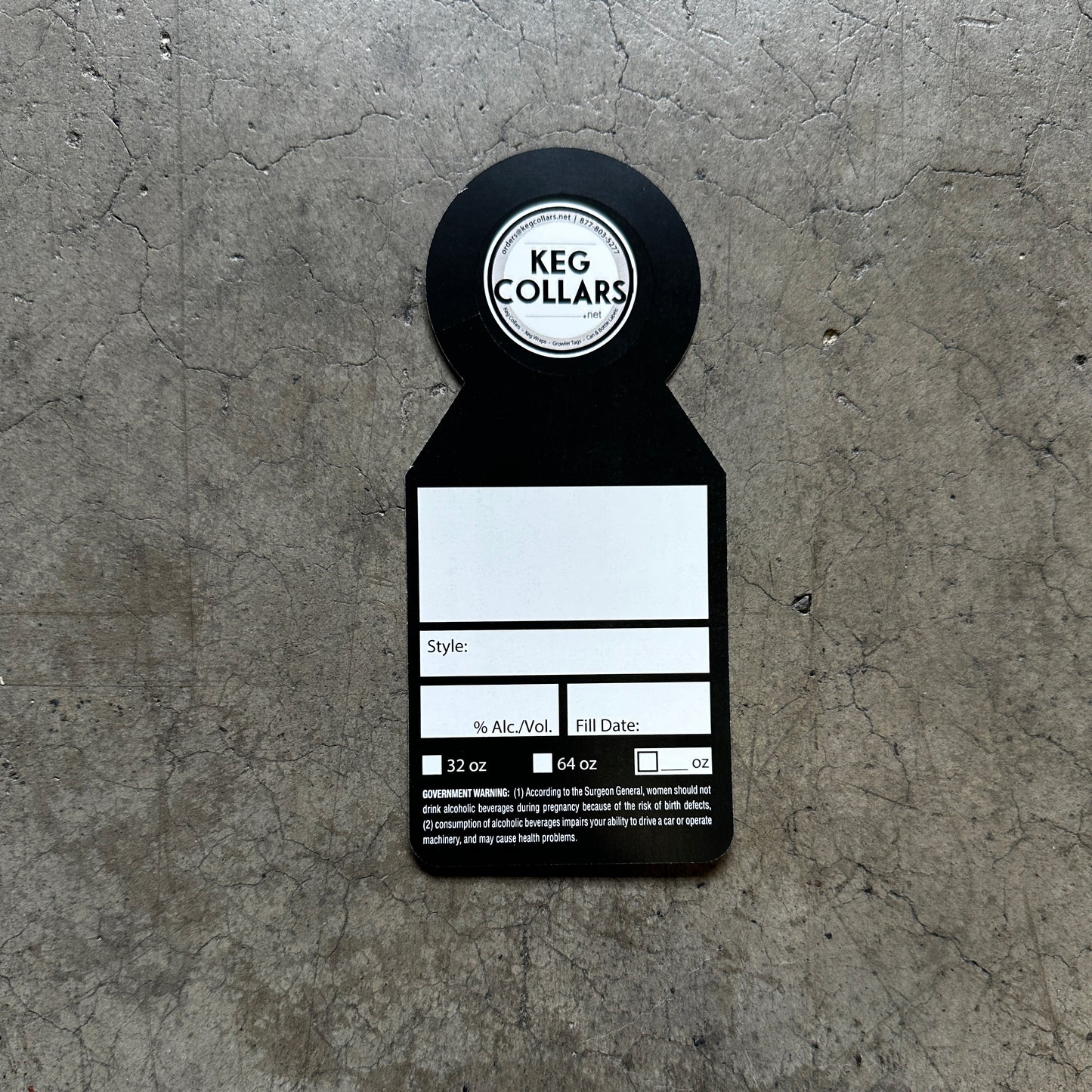 Black Boxes Growler Tags with Government Health Warning