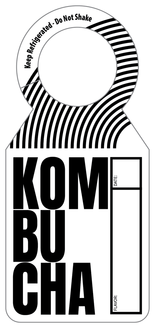 Kombucha White Growler Tag