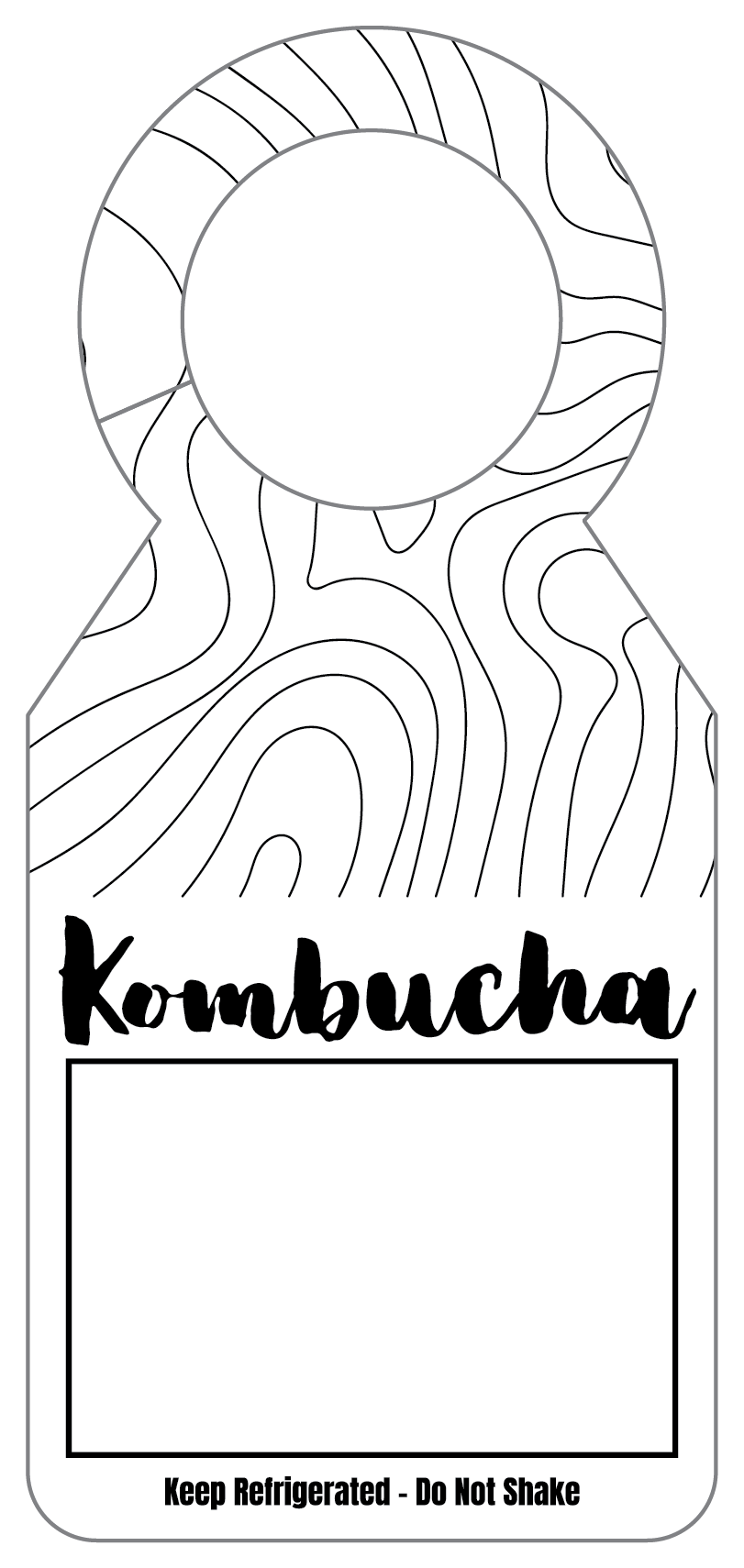 Kombucha Black Swirl Growler Tag
