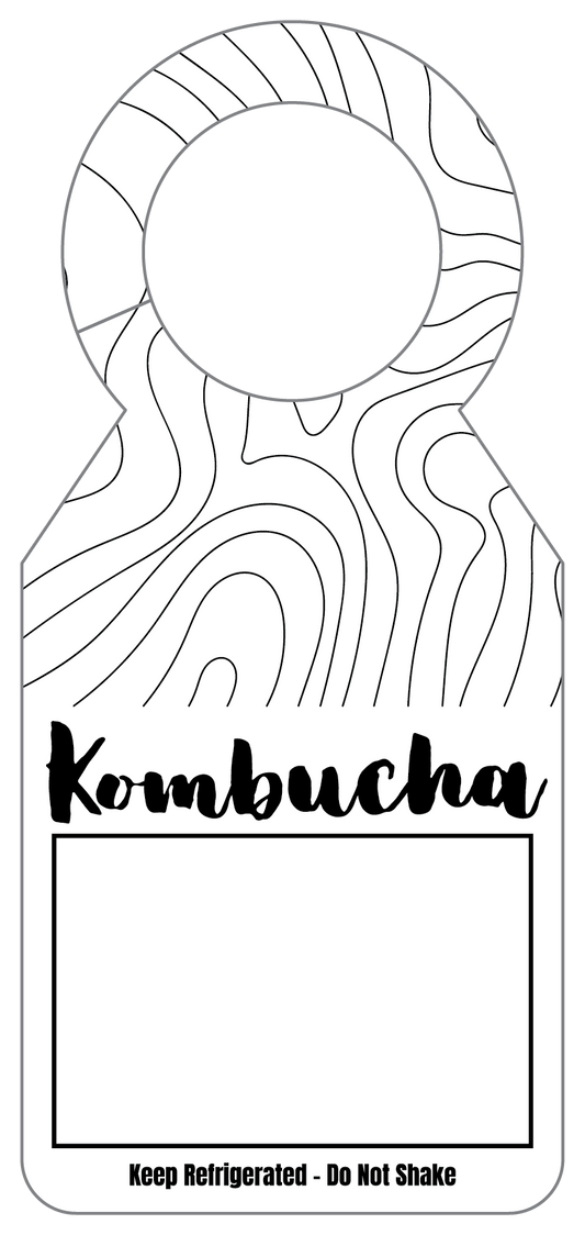 Kombucha Black Swirl Growler Tag