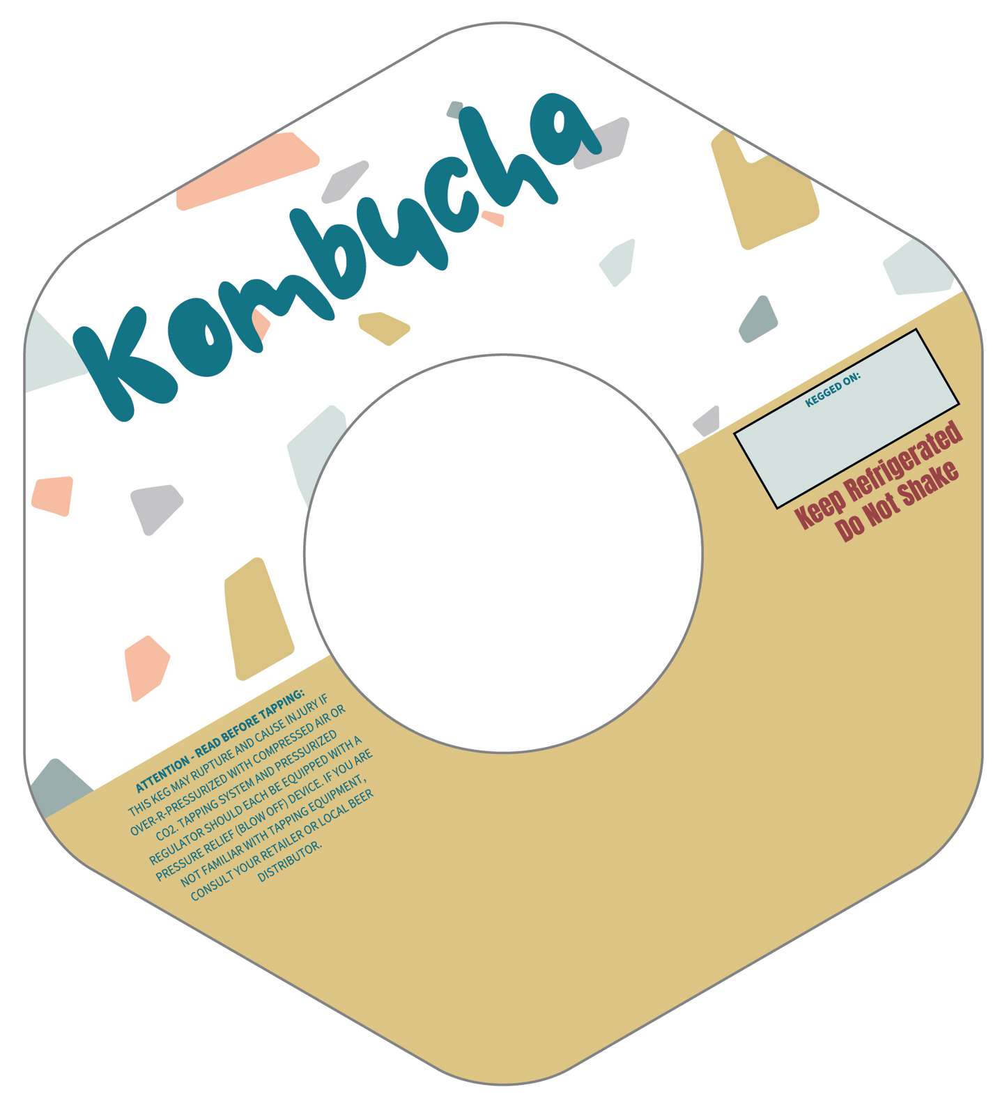 Kombucha Colored Terrazzo Hexagon Keg Collars