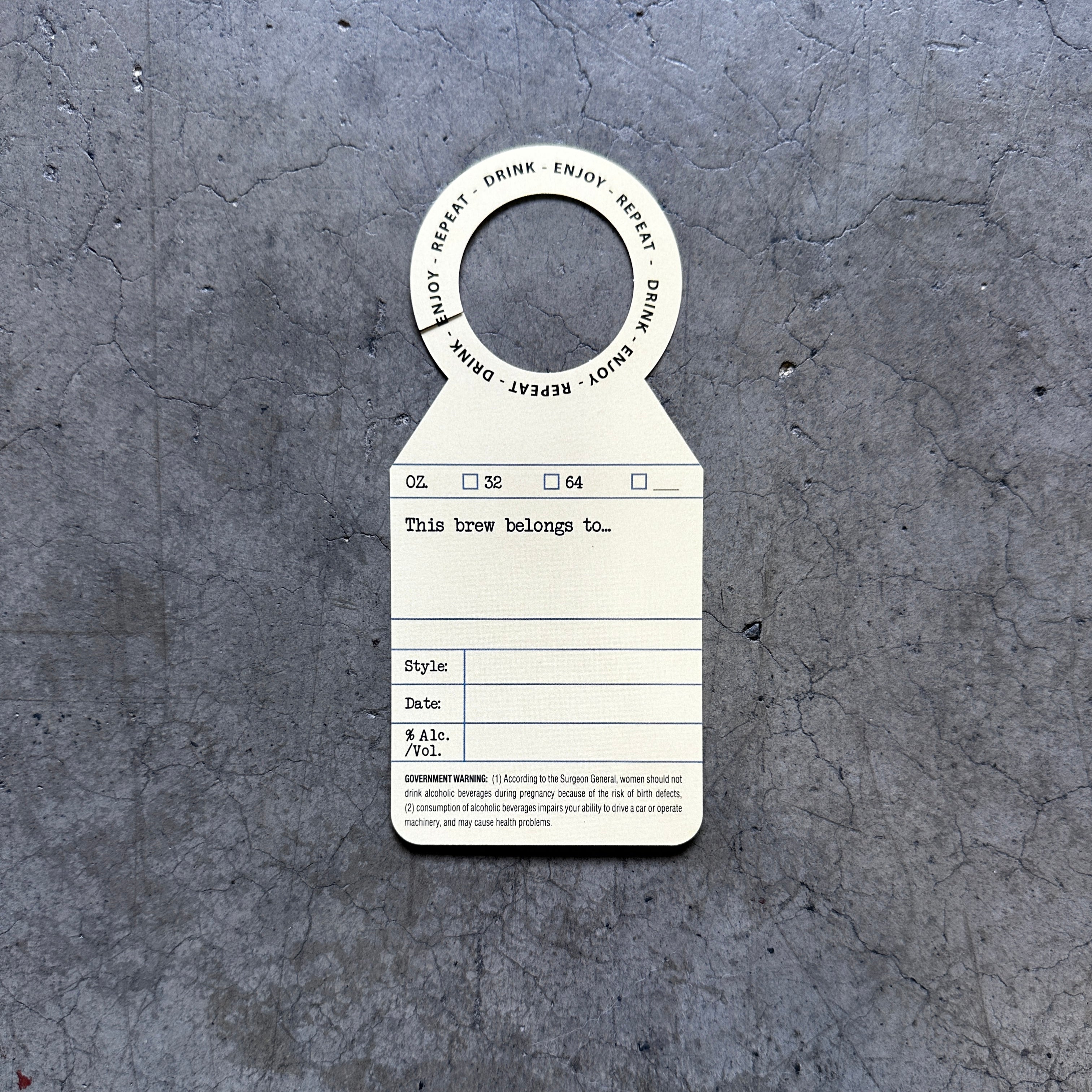 Govt Tags Example Library Card Growler Tag with Government Health Warning – Keg Collars ...