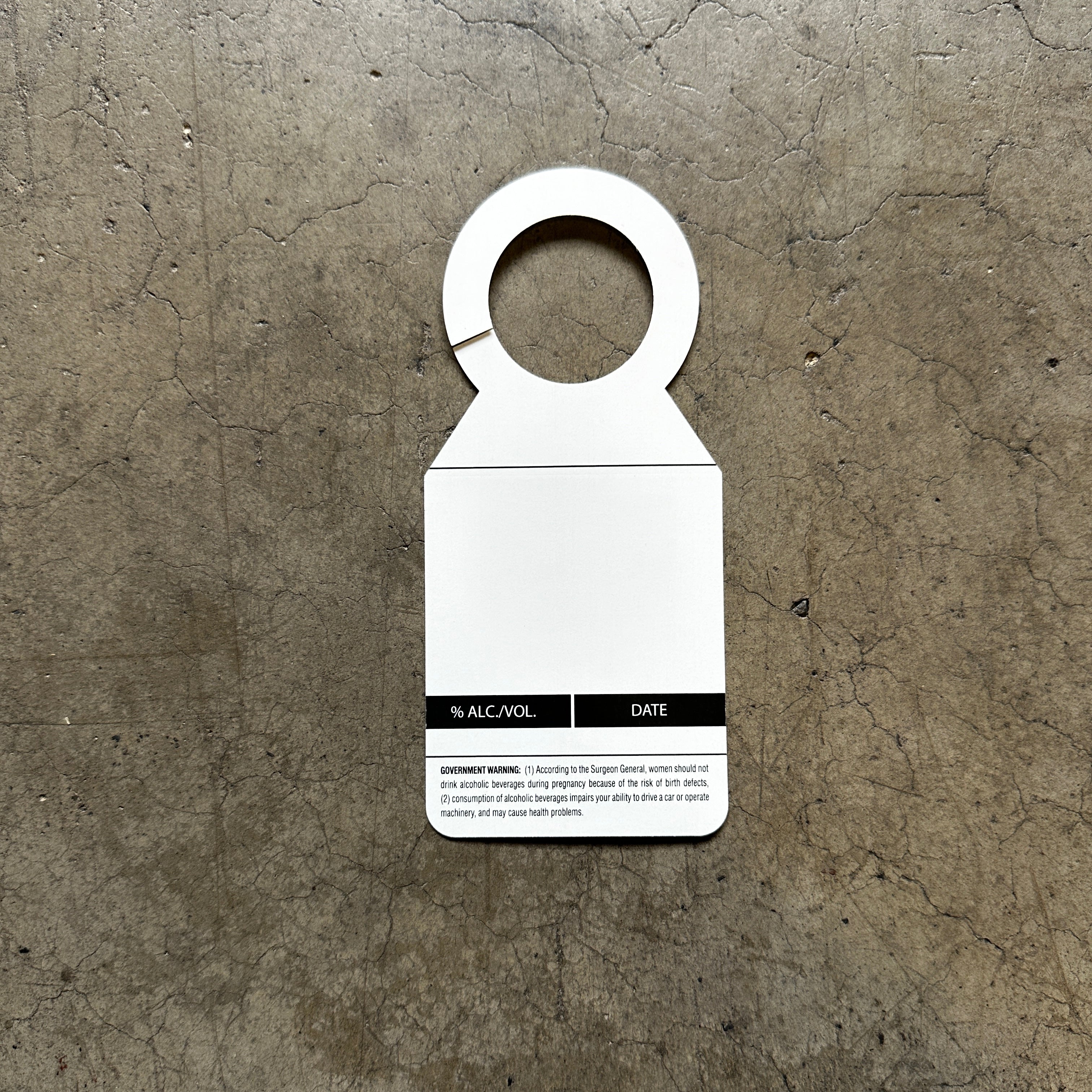 Govt Tags Example White Growler Tag with Government Warning – Keg Collars Network