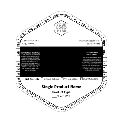 5.1432 Hexagon Keg Collar B&W Striped Template: Image with Single Product