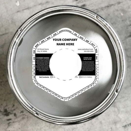 5.1432 Hexagon Keg Collar B&W Striped Template: Text with Blank Area