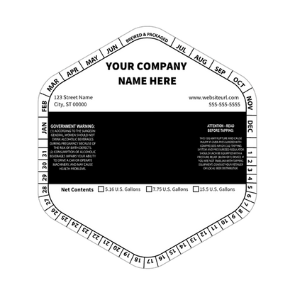 5.1432 Hexagon Keg Collar B&W Striped Template: Text with Blank Area