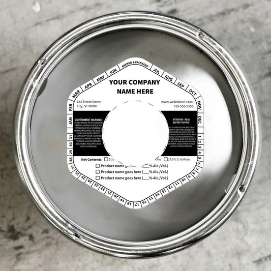 5.1432 Hexagon Keg Collar B&W Striped Template: Text With Product Options