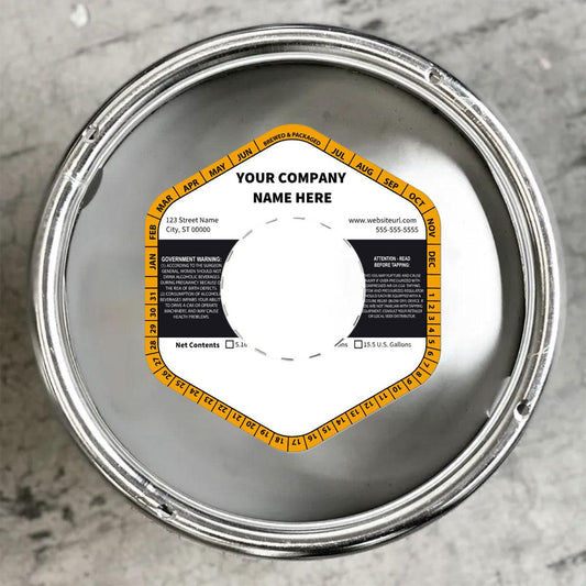 5.1432 Hexagon Keg Collar Color Striped Template: Text with Blank Area