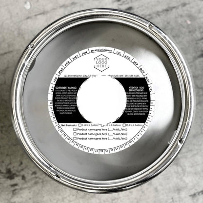 5.6875 Inch Round Keg Collar B&W Striped Template: Image with Product Options