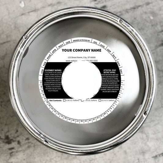 5.6875 Inch Round Keg Collar B&W Striped Template: Text with Blank Area