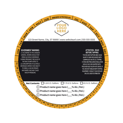 5.6875 Inch Round Keg Collar Color Striped Template: Image with Product Options