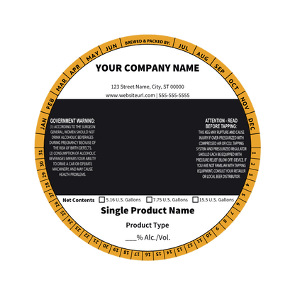 5.6875 Inch Round Keg Collar Color Striped Template: Text with Single Product