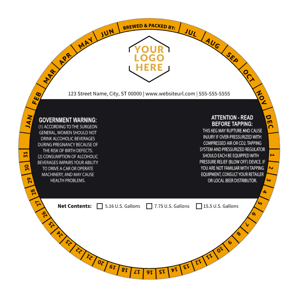 6.5 Inch Round Keg Collar Color Striped Template: Image with Blank Area