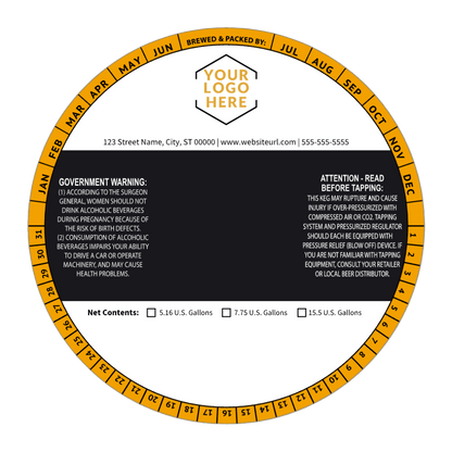 6.5 Inch Round Keg Collar Color Striped Template: Image with Blank Area