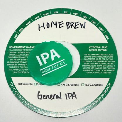 IPA - India Pale Ale Stamped Keg Caps